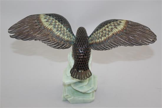 A Chinese silver and enamel model of an eagle, late 20th century, 25cm